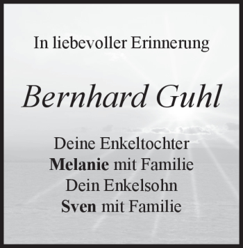 Traueranzeige von Bernhard Guhl von Heidenheimer Zeitung