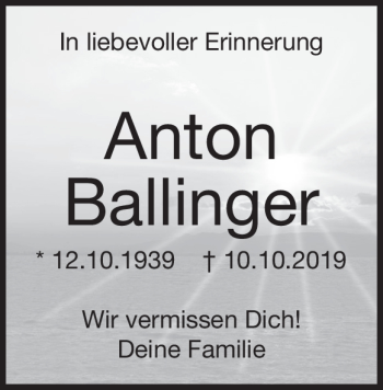 Traueranzeige von Anton Ballinger von Heidenheimer Zeitung
