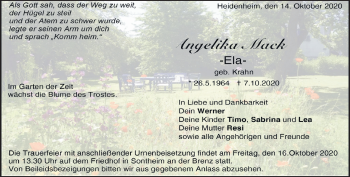 Traueranzeige von Angelika Mack von Heidenheimer Zeitung