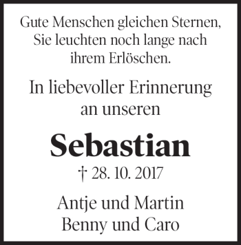 Traueranzeige von Sebastian Wiedmann von Heidenheimer Zeitung