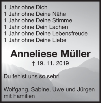 Traueranzeige von Anneliese Müller von Heidenheimer Zeitung