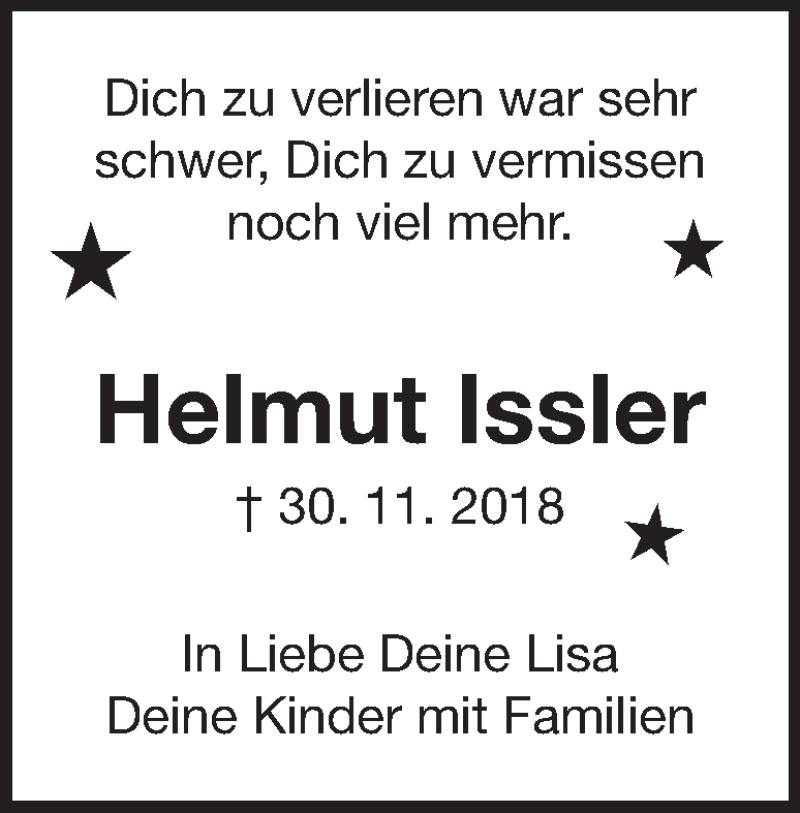  Traueranzeige für Helmut Issler vom 30.11.2020 aus Heidenheimer Zeitung