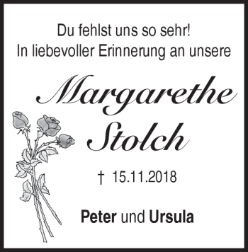 Traueranzeige von Margarethe Stolch von Heidenheimer Zeitung