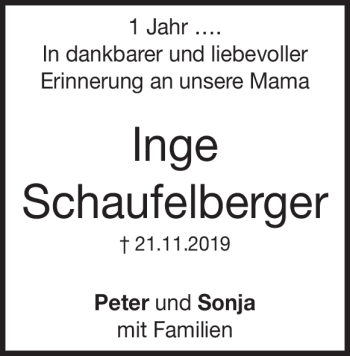 Traueranzeige von Ingeborg Schaufelberger von Heidenheimer Zeitung