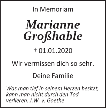 Traueranzeige von Marianne Großhable von Heidenheimer Zeitung