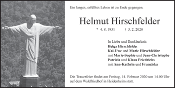 Traueranzeige von Helmut Hirschfelder von Heidenheimer Zeitung