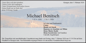 Traueranzeige von Michael Benitsch von Heidenheimer Zeitung