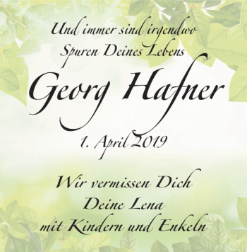 Traueranzeige von Georg Hafner von Heidenheimer Zeitung