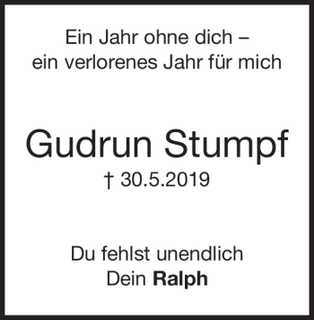 Traueranzeige von Gudrun Stumpf von Heidenheimer Zeitung