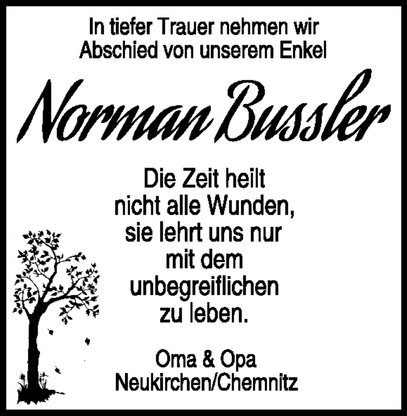  Traueranzeige für Norman Bussler vom 13.05.2020 aus Heidenheimer Zeitung