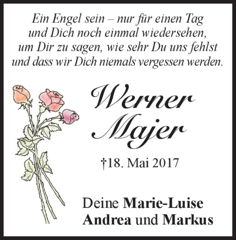  Traueranzeige für Werner Majer vom 18.05.2020 aus Heidenheimer Zeitung