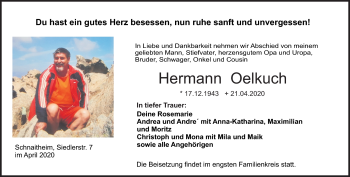 Traueranzeige von Hermann Oelkuch von Heidenheimer Zeitung