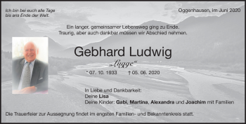 Traueranzeige von Gebhard Ludwig  von Heidenheimer Zeitung