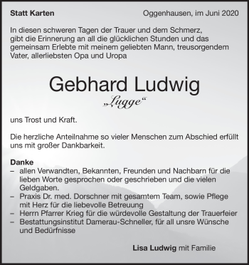 Traueranzeige von Gebhard Ludwig  von Heidenheimer Zeitung
