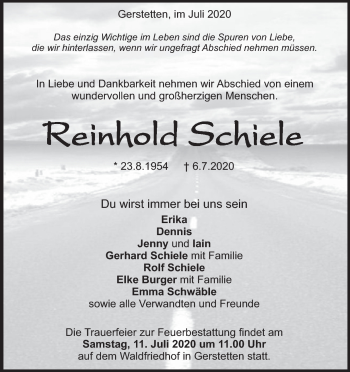 Traueranzeige von Reinhold Schiele von Heidenheimer Zeitung