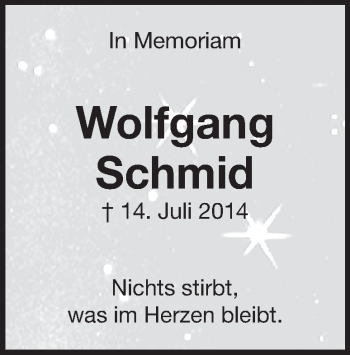 Traueranzeige von Wolfgang Schmid 