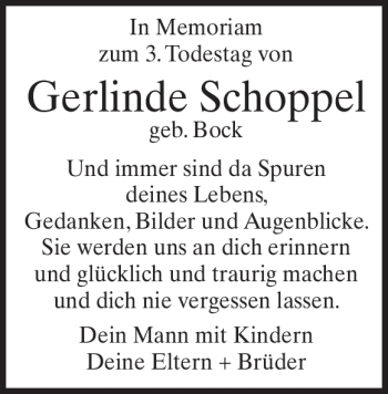 Traueranzeige von Gerlinde Schoppel von Heidenheimer Zeitung