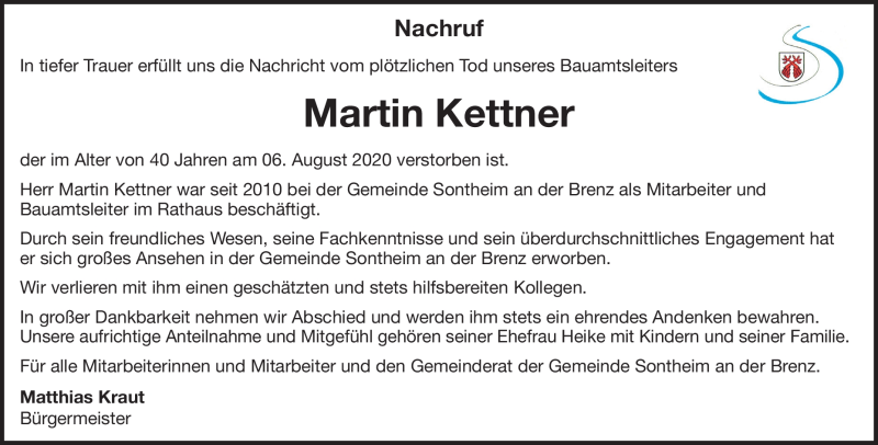  Traueranzeige für Martin Kettner vom 24.08.2020 aus Heidenheimer Zeitung