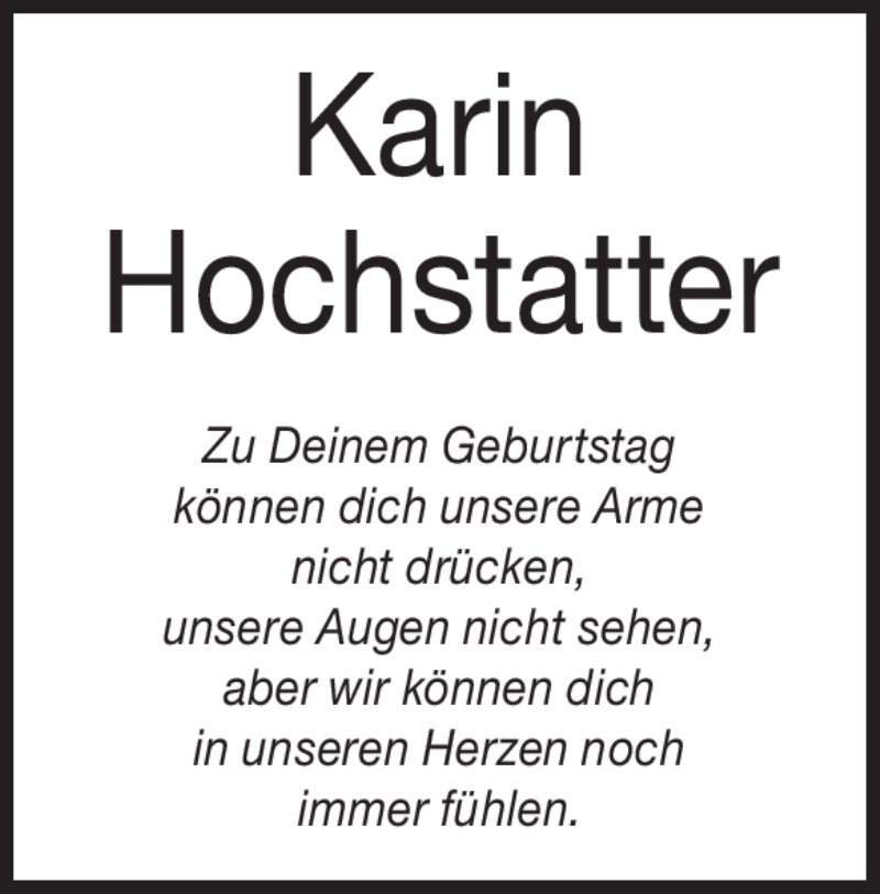  Traueranzeige für Karin  Hochstatter vom 17.08.2020 aus Heidenheimer Zeitung