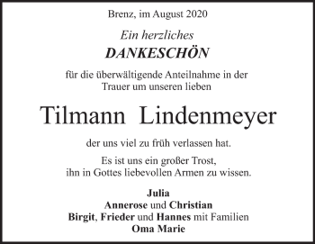 Traueranzeige von Tilmann Lindenmeyer von Heidenheimer Zeitung