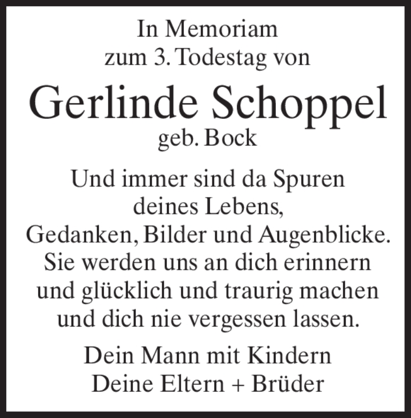  Traueranzeige für Gerlinde Schoppel vom 07.08.2020 aus Heidenheimer Zeitung