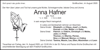 Traueranzeige von Anna Traub von Heidenheimer Zeitung