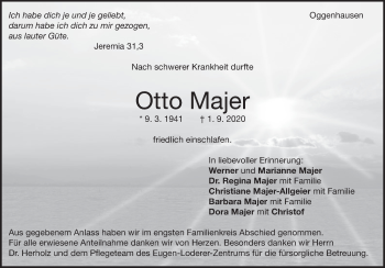 Traueranzeige von Otto Majer von Heidenheimer Zeitung