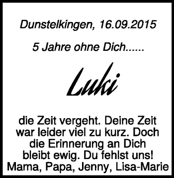 Traueranzeige von Lukas Saur von Heidenheimer Zeitung