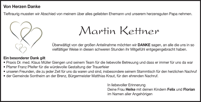  Traueranzeige für Martin Kettner vom 09.09.2020 aus Heidenheimer Zeitung
