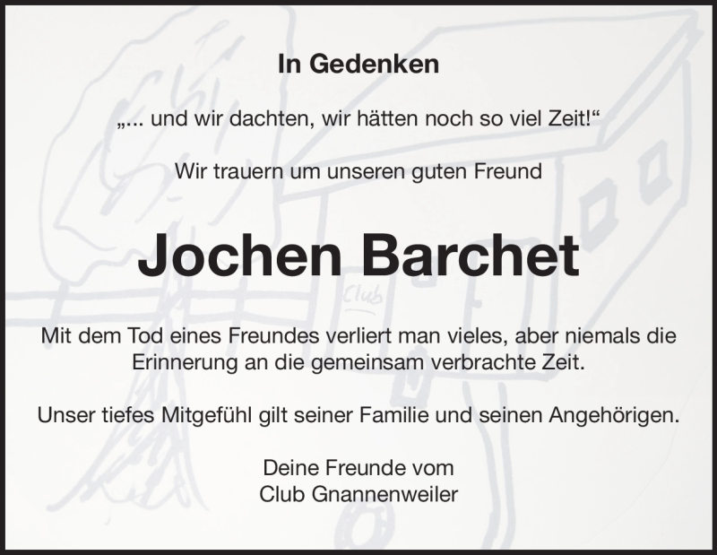  Traueranzeige für Jochen Barchet vom 23.01.2021 aus Heidenheimer Zeitung