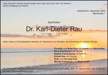 Traueranzeige von Karl-Dieter Rau von Heidenheimer Zeitung