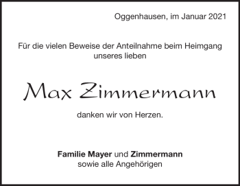 Traueranzeige von Max Zimmermann von Heidenheimer Zeitung