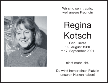Traueranzeige von Regina Kotsch von Heidenheimer Zeitung