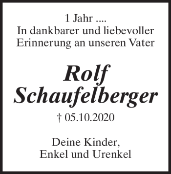 Traueranzeige von Rolf Schaufelberger von Heidenheimer Zeitung