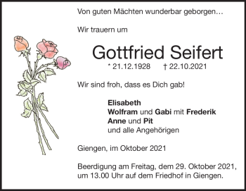 Anzeige Gottfried Seifert