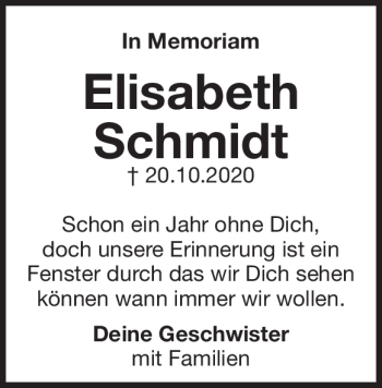 Traueranzeige von Elisabeth Schmidt von Heidenheimer Zeitung