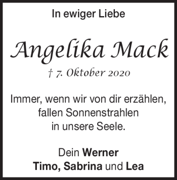 Traueranzeige von Angelika Mack von Heidenheimer Zeitung