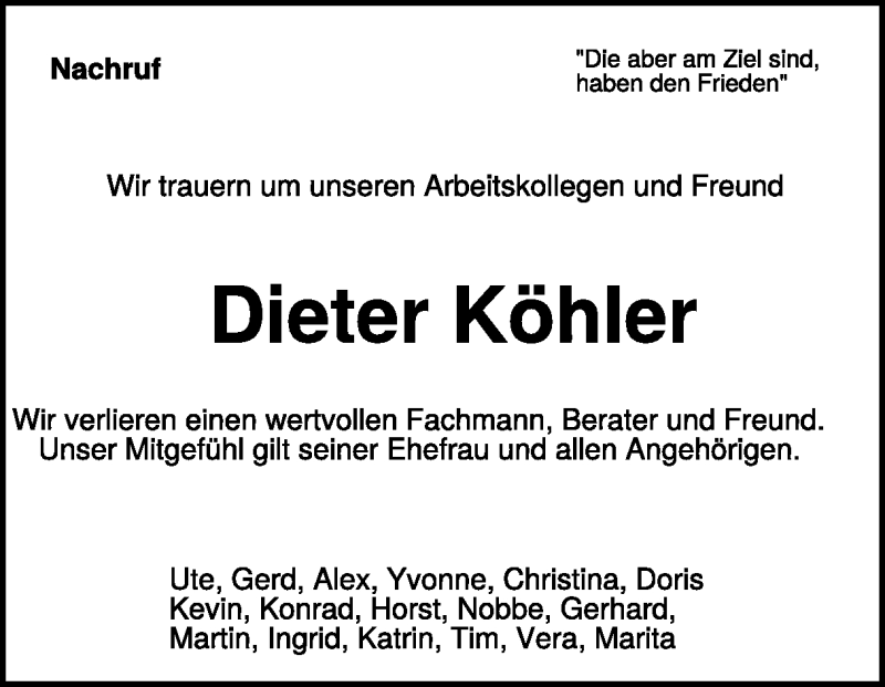  Traueranzeige für Dieter Köhler vom 23.11.2021 aus Heidenheimer Zeitung