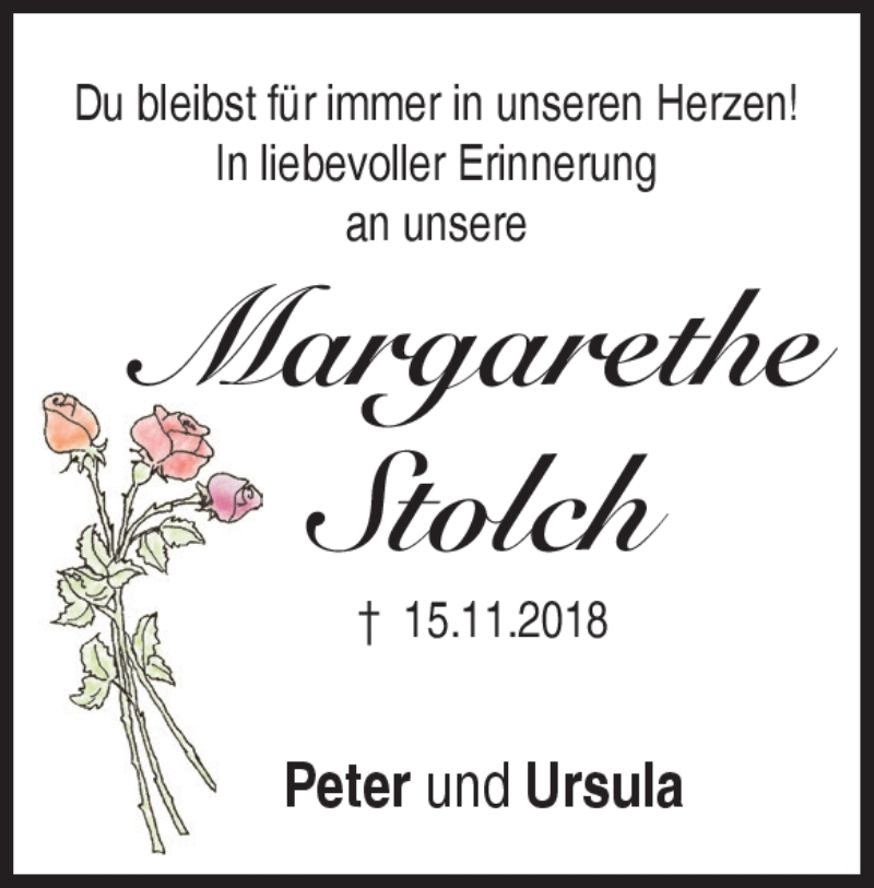  Traueranzeige für Margarethe Stolch vom 15.11.2021 aus Heidenheimer Zeitung