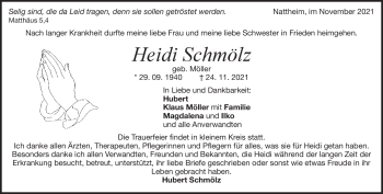 Traueranzeige von Heidi Schmölz von Heidenheimer Zeitung