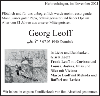 Traueranzeige von Georg Leoff von Heidenheimer Zeitung