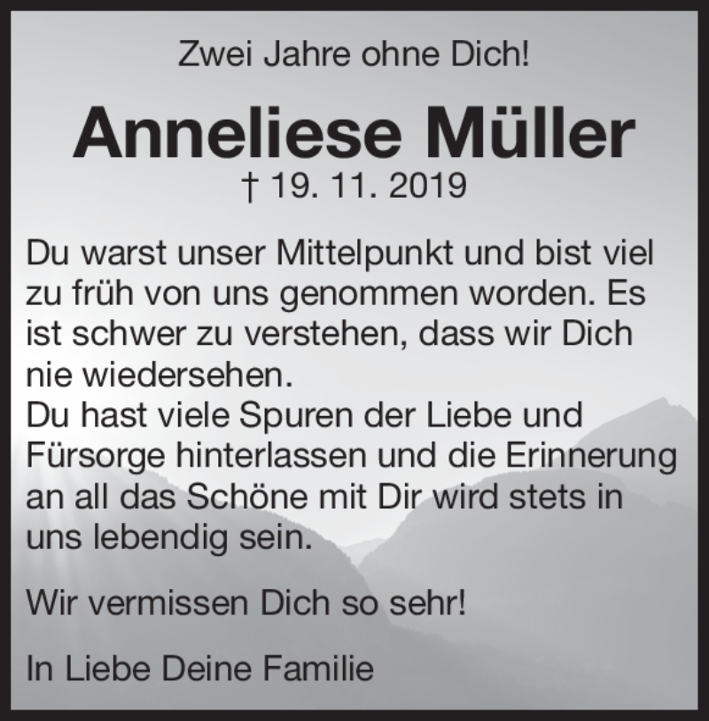  Traueranzeige für Anneliese Müller vom 19.11.2021 aus Heidenheimer Zeitung