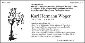 Traueranzeige von Karl Hermann von Heidenheimer Zeitung