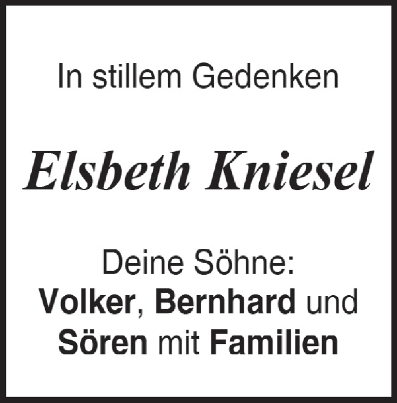  Traueranzeige für Elsbeth Kniesel vom 11.12.2021 aus Heidenheimer Zeitung