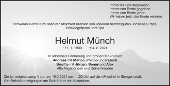 Traueranzeige von Helmut Münch von Heidenheimer Zeitung