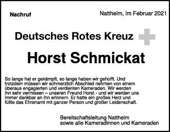 Traueranzeige von Horst Schmickat von Heidenheimer Zeitung