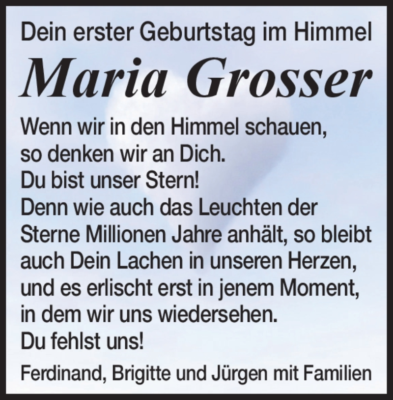  Traueranzeige für Maria Grosser vom 27.02.2021 aus Heidenheimer Zeitung