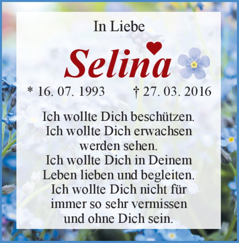  Traueranzeige für Selina Rembold vom 27.03.2021 aus Heidenheimer Zeitung