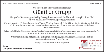 Traueranzeige von Günther Grupp von Heidenheimer Zeitung