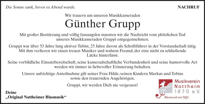 Traueranzeige für Günther Grupp vom 03.03.2021 aus Heidenheimer Zeitung